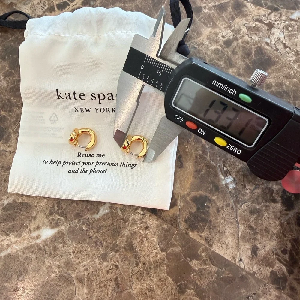 kate spade Gold-Tone Cubic Zirconia Mini Heart Hoop Earrings